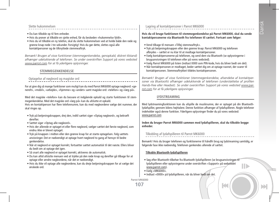 Dansk | Philips MK6000 User Manual | Page 107 / 126