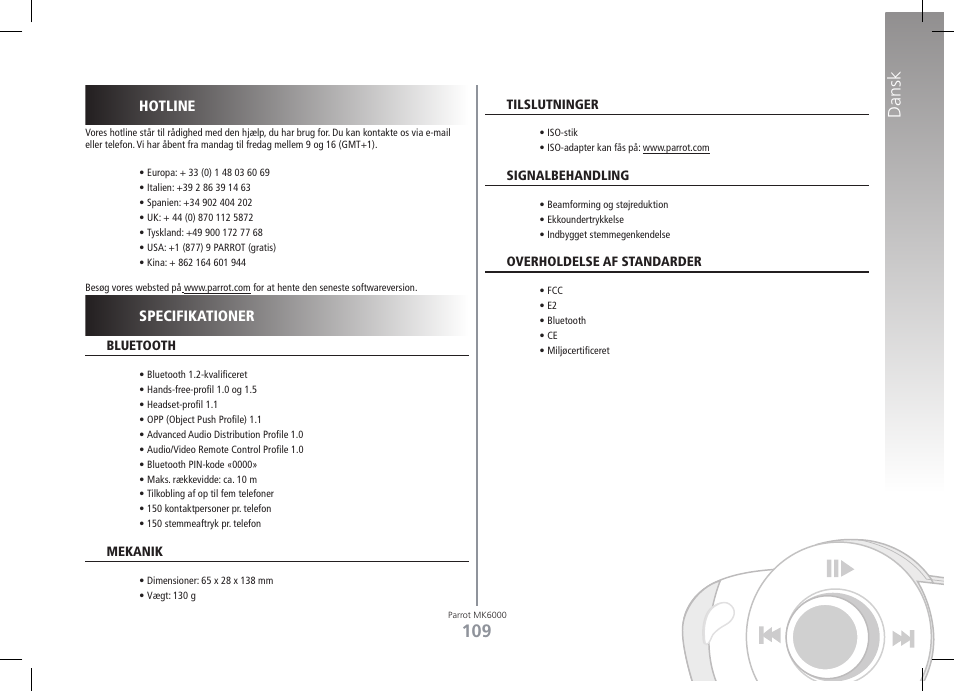 Dansk | Philips MK6000 User Manual | Page 109 / 126