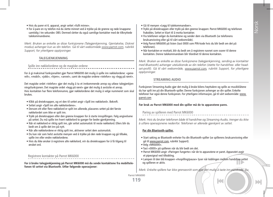 Norsk | Philips MK6000 User Manual | Page 119 / 126