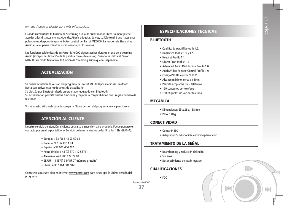 Español | Philips MK6000 User Manual | Page 37 / 126