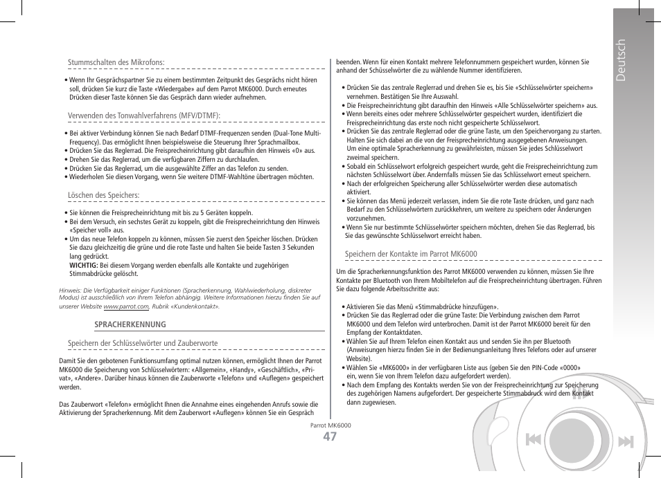 Deutsch | Philips MK6000 User Manual | Page 47 / 126