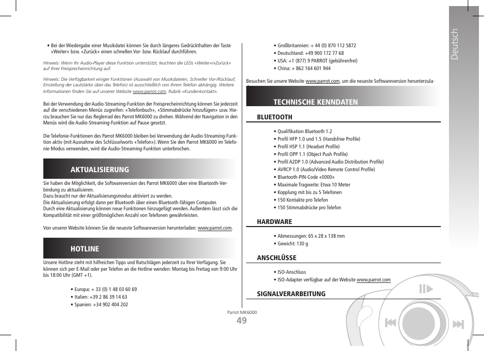 Deutsch | Philips MK6000 User Manual | Page 49 / 126