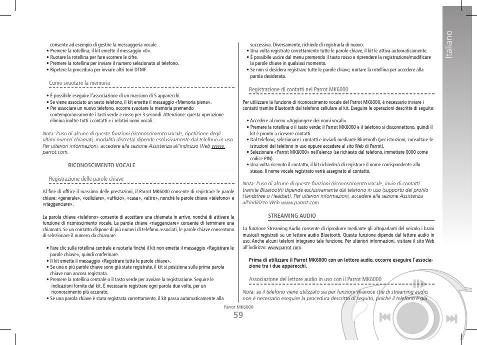 Italiano | Philips MK6000 User Manual | Page 59 / 126