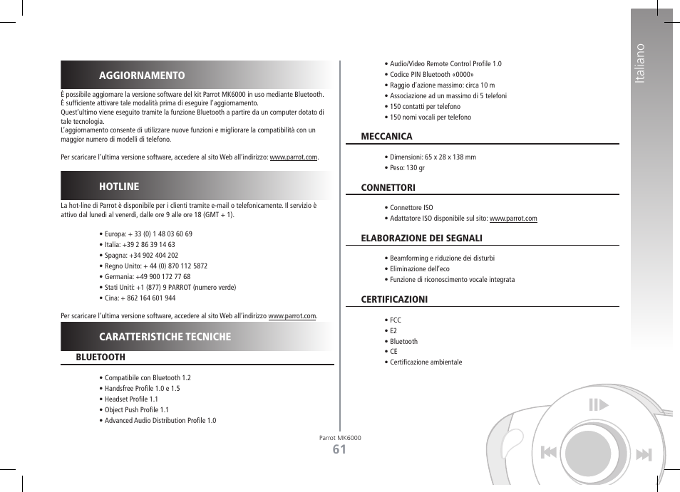 Italiano | Philips MK6000 User Manual | Page 61 / 126