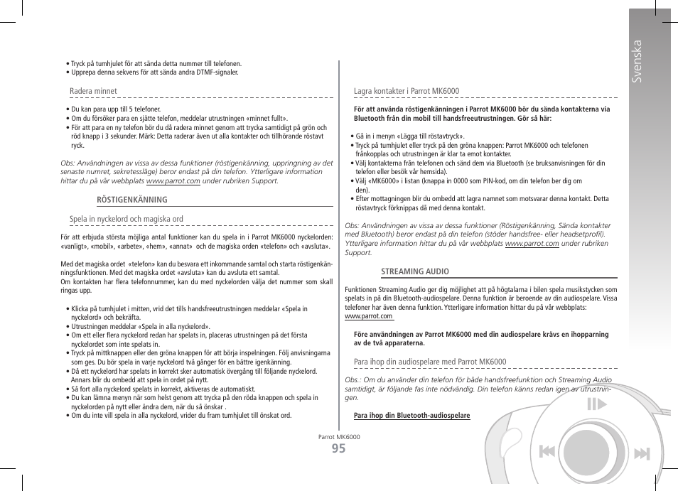 Svenska | Philips MK6000 User Manual | Page 95 / 126