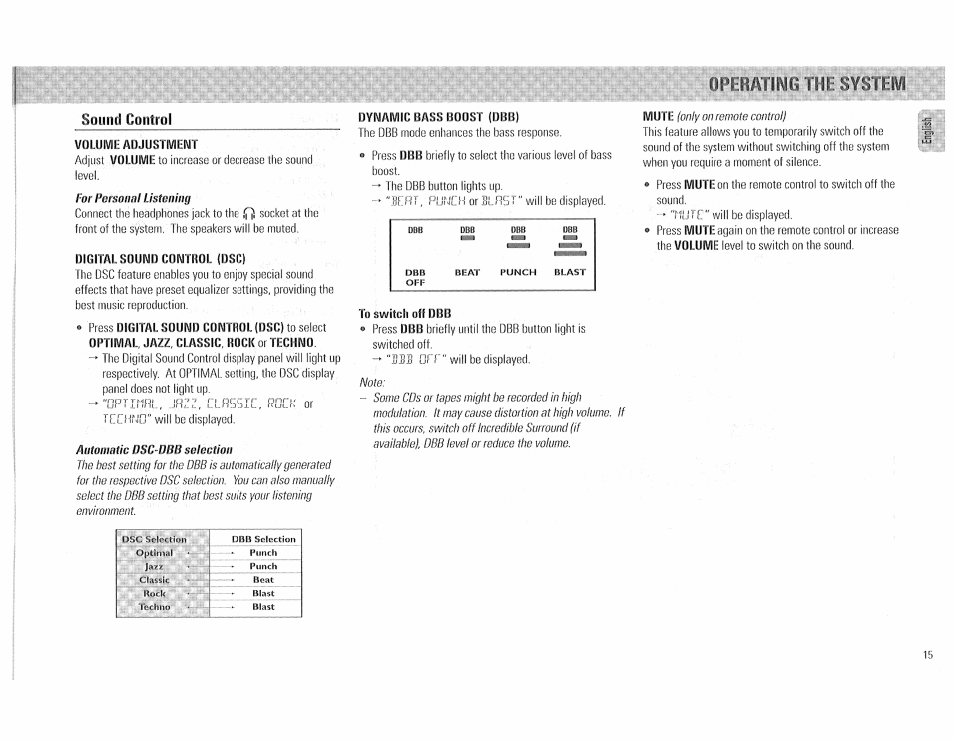 Souitd control, Operating the system | Philips FW510C User Manual | Page 15 / 76