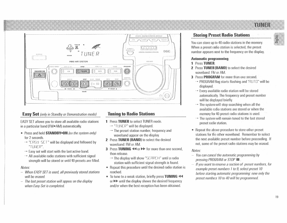 Storing preset radio stations, Ììmm | Philips FW510C User Manual | Page 19 / 76