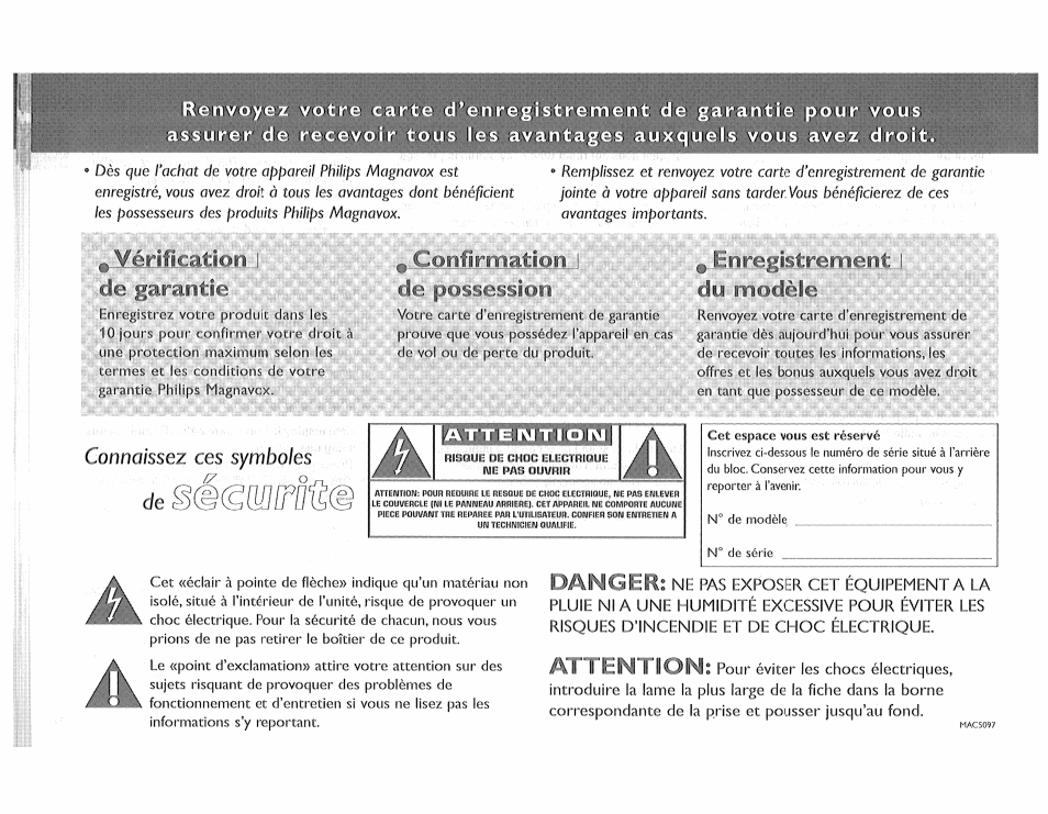 G confirmation i de possession, Du modèle, De garantie | G confirmation, De possession, E enregistrement, Enregistrez votre produit dans les, Jours, Votre droit, Selon les termes | Philips FW510C User Manual | Page 28 / 76
