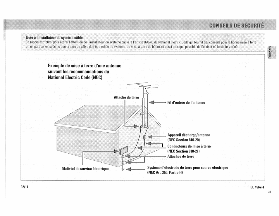 Note à rinstallateur du système câble, Lit-: kiipiiirrt | Philips FW510C User Manual | Page 31 / 76