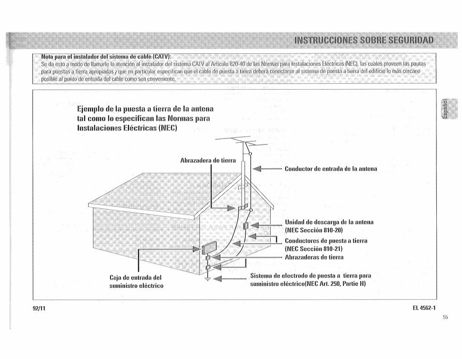 Nhíitit: nüwmiiiaii, Ejemplo ele la puesta a tierra de la antena, Para | Philips FW510C User Manual | Page 55 / 76