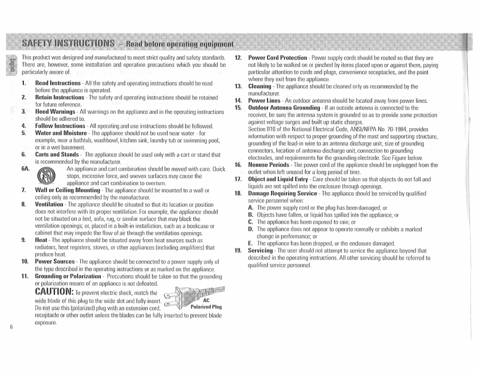 Caution, Safety instructions ^ reed boiere | Philips FW510C User Manual | Page 6 / 76