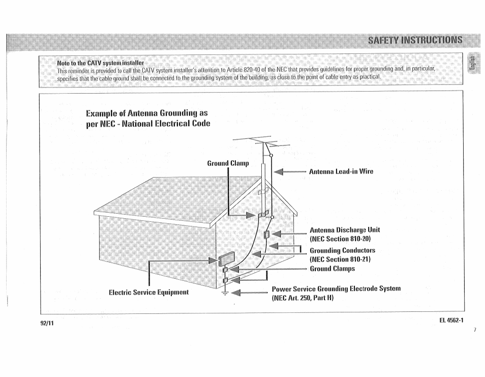 Safetf listbuctiiis, Note to the catv system installer | Philips FW510C User Manual | Page 7 / 76