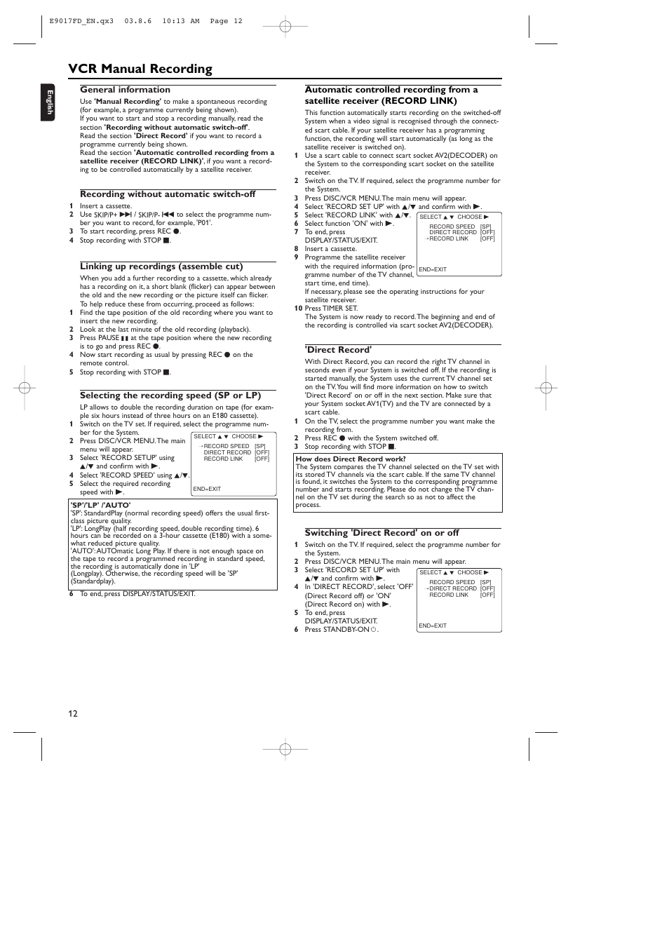 Vcr manual recording | Philips ShowView MX5100VR/02 User Manual | Page 12 / 24