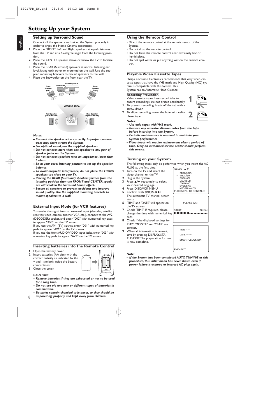 Setting up your system | Philips ShowView MX5100VR/02 User Manual | Page 8 / 24