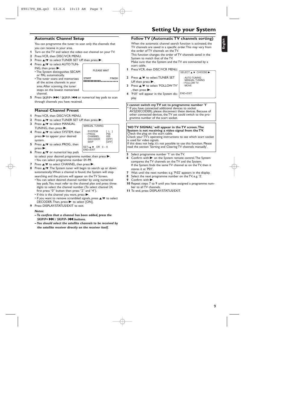 Setting up your system | Philips ShowView MX5100VR/02 User Manual | Page 9 / 24