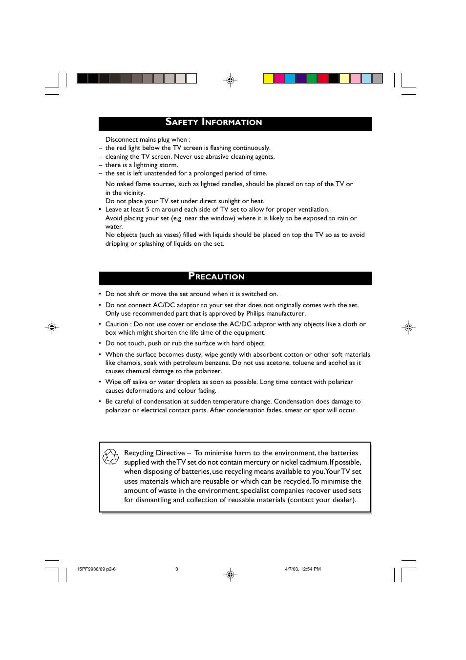 Philips 15PF9969 User Manual | Page 3 / 51