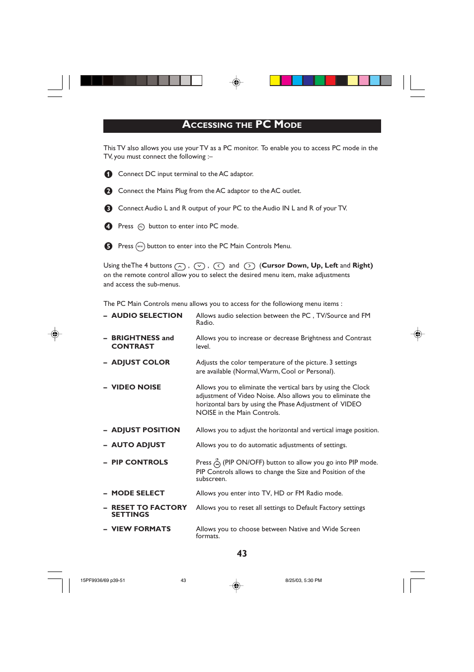 Pc m | Philips 15PF9969 User Manual | Page 43 / 51