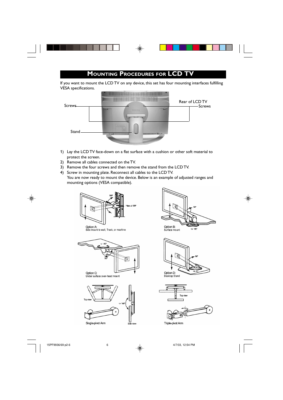 Lcd tv | Philips 15PF9969 User Manual | Page 6 / 51