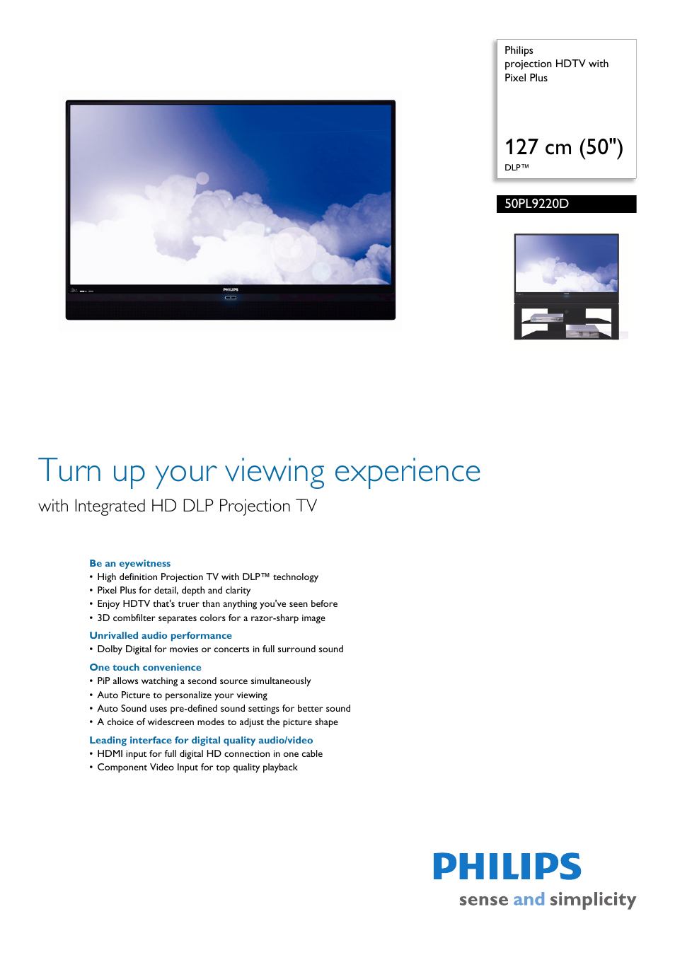 Philips 50PL9220D User Manual | 3 pages