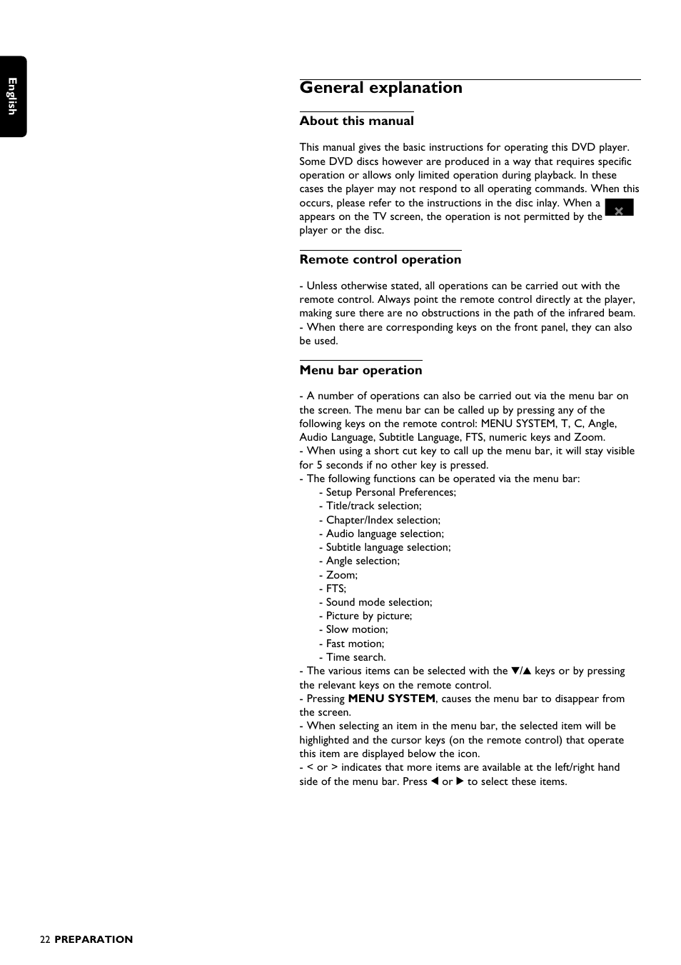 General explanation | Philips DVD1010 User Manual | Page 20 / 41