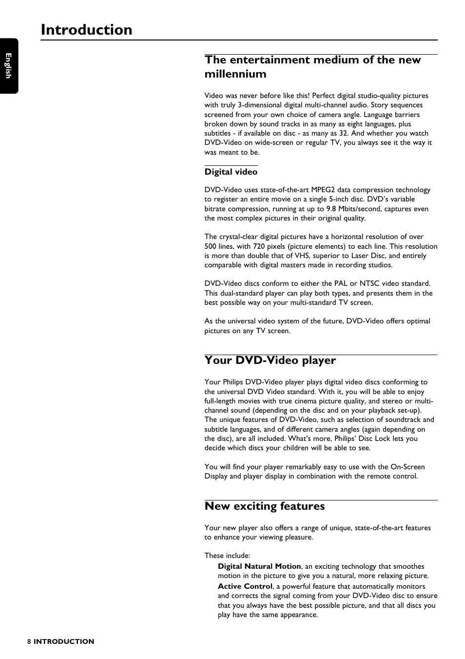 Introduction, The entertainment medium of the new millennium, Your dvd-video player | New exciting features | Philips DVD1010 User Manual | Page 6 / 41