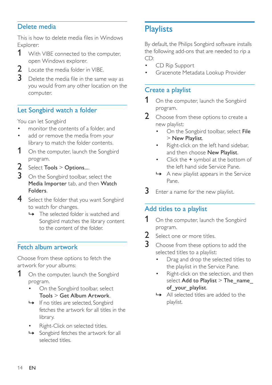 Playlists | Philips wk10295 User Manual | Page 15 / 29