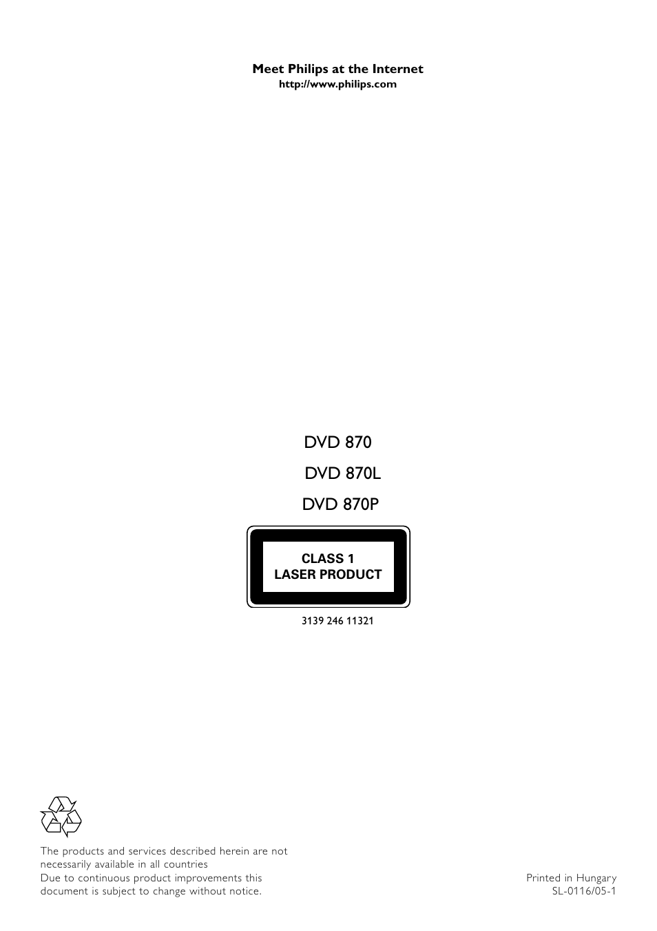 Philips DVD870L User Manual | 1 page