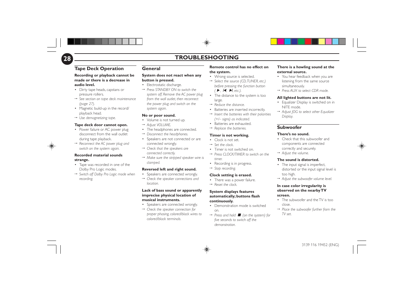 Troubleshooting | Philips FW-P78 User Manual | Page 28 / 31