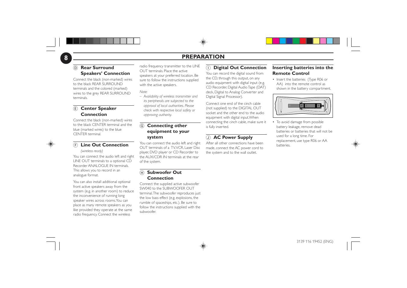 Preparation | Philips FW-P78 User Manual | Page 8 / 31