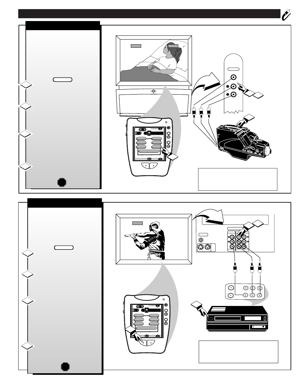 Ntsc a, Udio, Ideo | Nalog, Onnections, Aux 3 inputs, Stop, Audio/video outputs | Philips HD6400W User Manual | Page 31 / 60