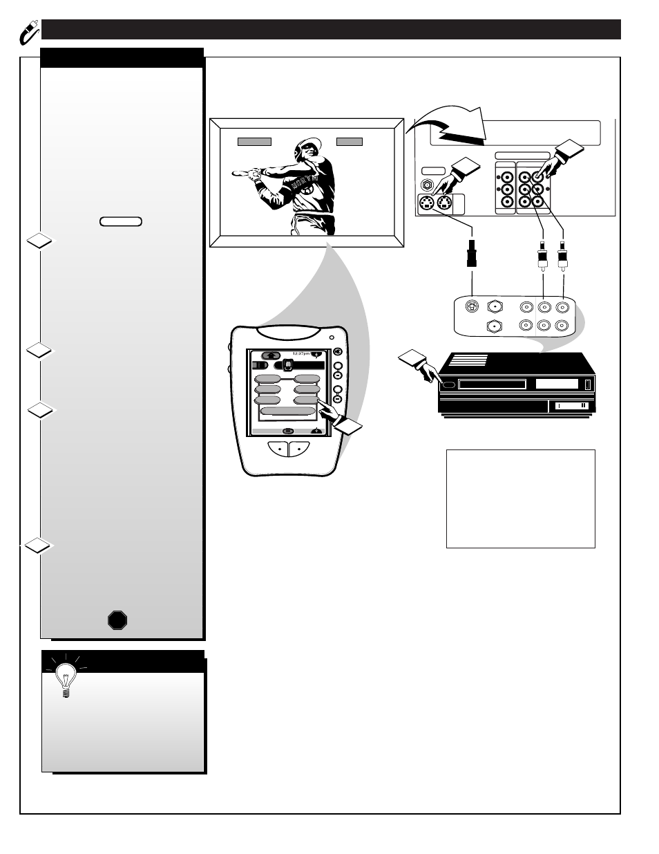 Ntsc a, Udio, Ideo | Nalog, Onnections, Aux1 - s-video inputs | Philips HD6400W User Manual | Page 32 / 60