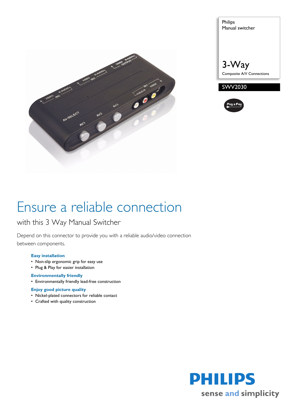 Philips SWV2030/97 User Manual | 2 pages