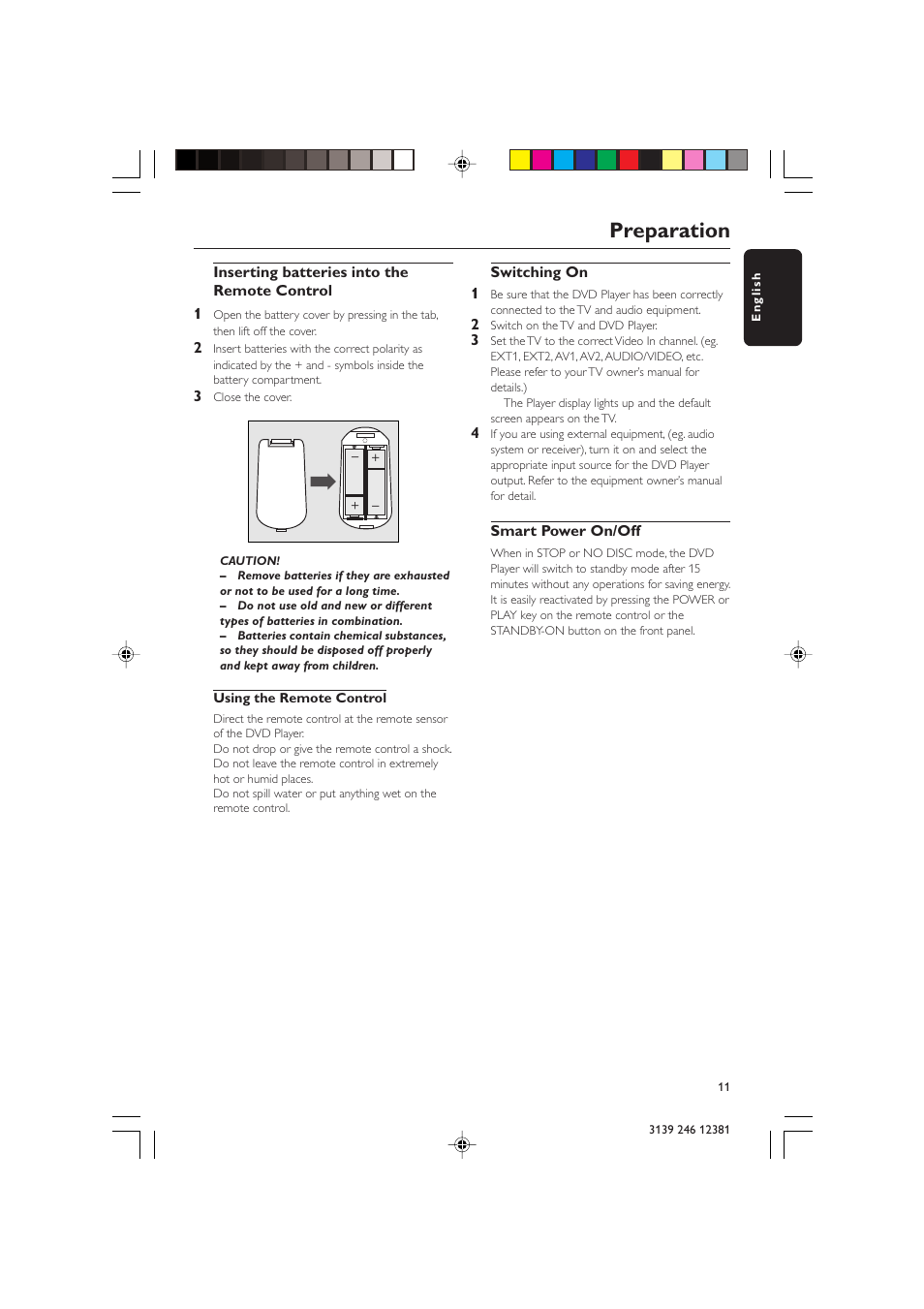 Preparation | Philips DVD 728 User Manual | Page 11 / 30