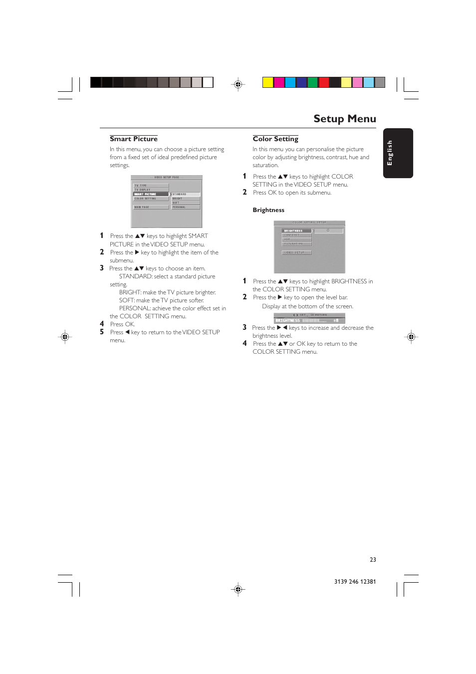 Setup menu | Philips DVD 728 User Manual | Page 23 / 30