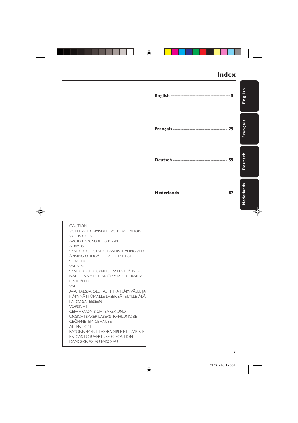 Index | Philips DVD 728 User Manual | Page 3 / 30