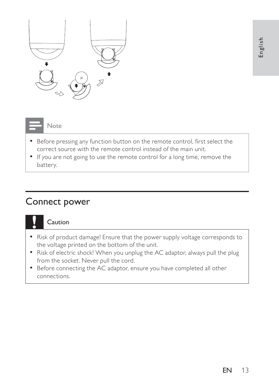 Connect power | Philips DS8500/12 User Manual | Page 12 / 20