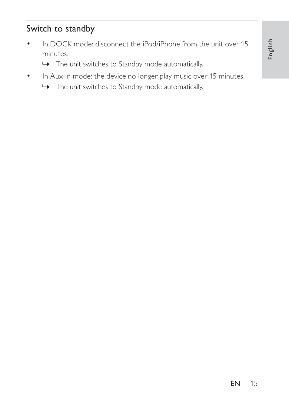 Switch to standby | Philips DS8500/12 User Manual | Page 14 / 20