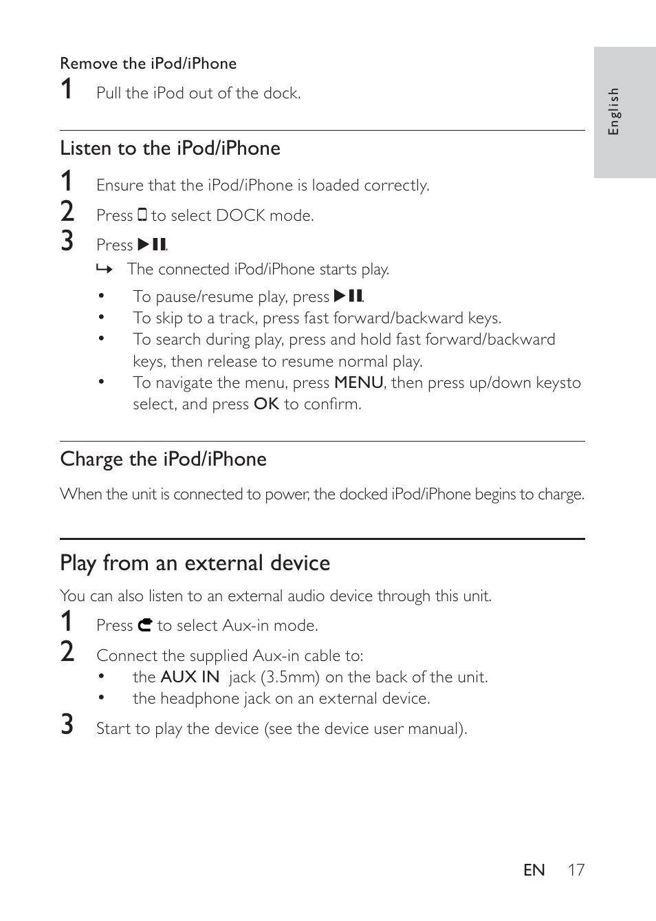 Play from an external device | Philips DS8500/12 User Manual | Page 16 / 20
