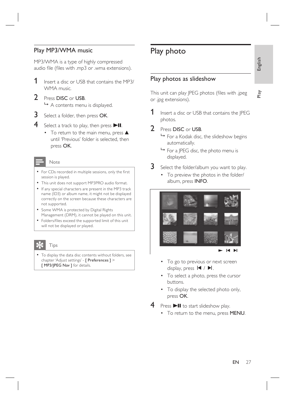 Play photo | Philips HTS3568 User Manual | Page 27 / 46