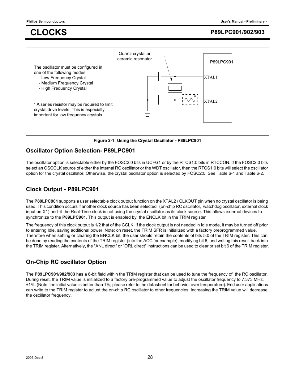 Clocks | Philips P89LPC903 User Manual | Page 28 / 114