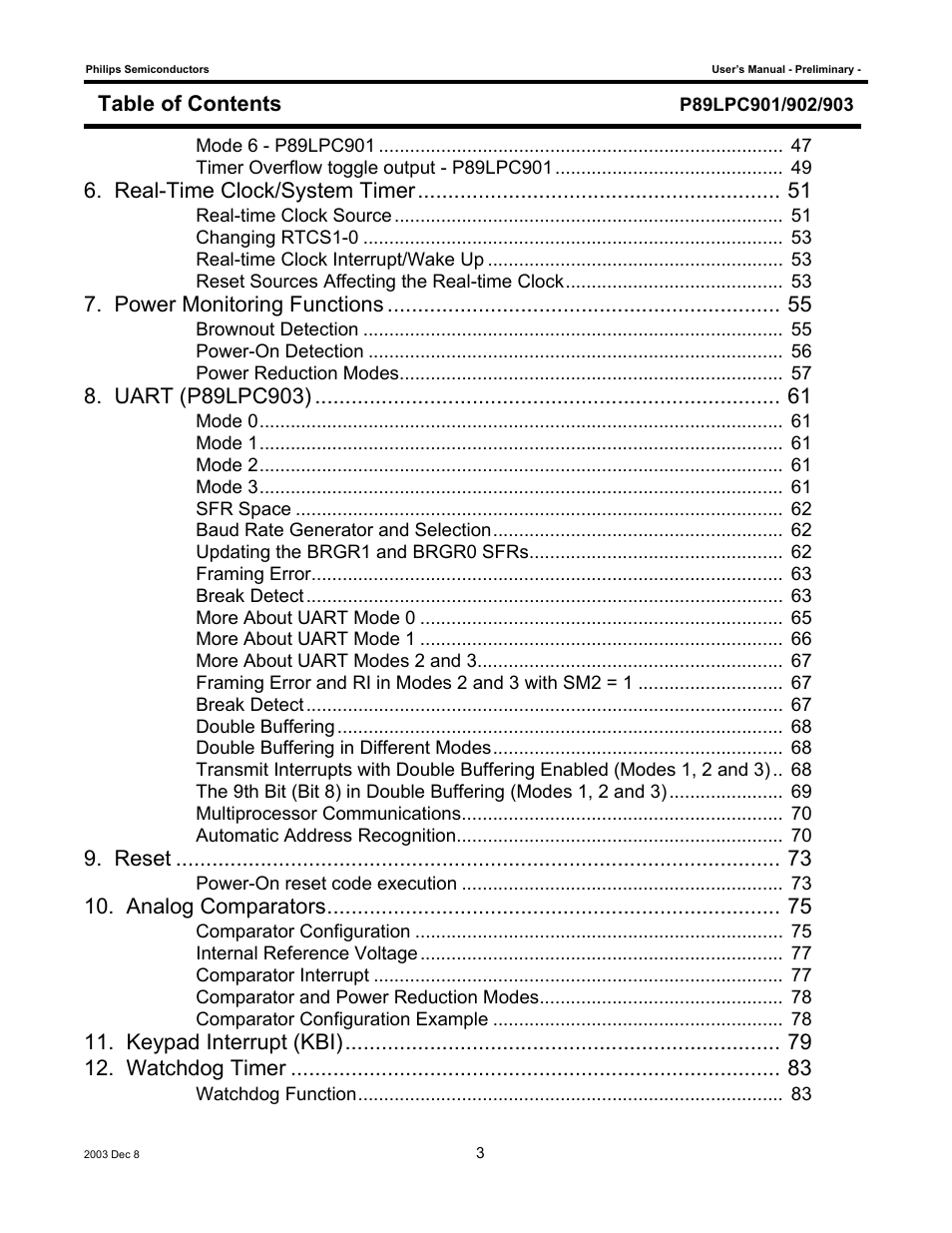 Philips P89LPC903 User Manual | Page 3 / 114