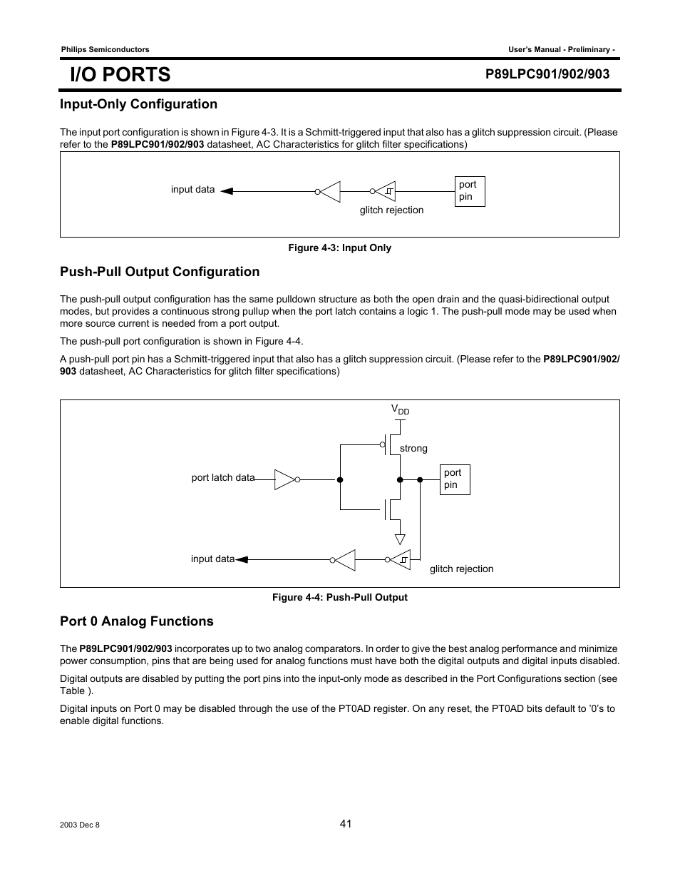 I/o ports | Philips P89LPC903 User Manual | Page 41 / 114