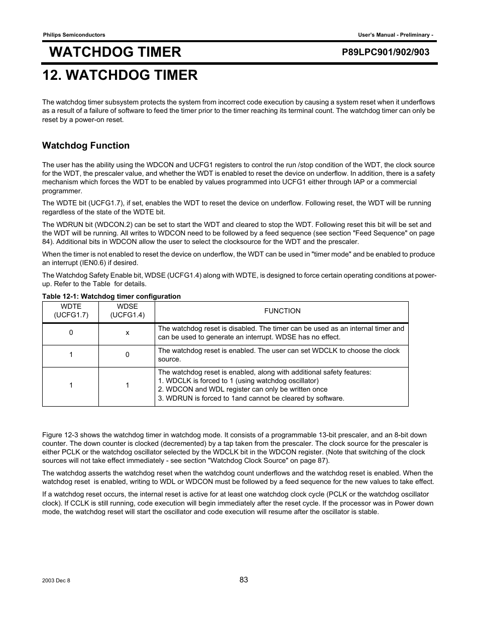 Watchdog timer | Philips P89LPC903 User Manual | Page 83 / 114