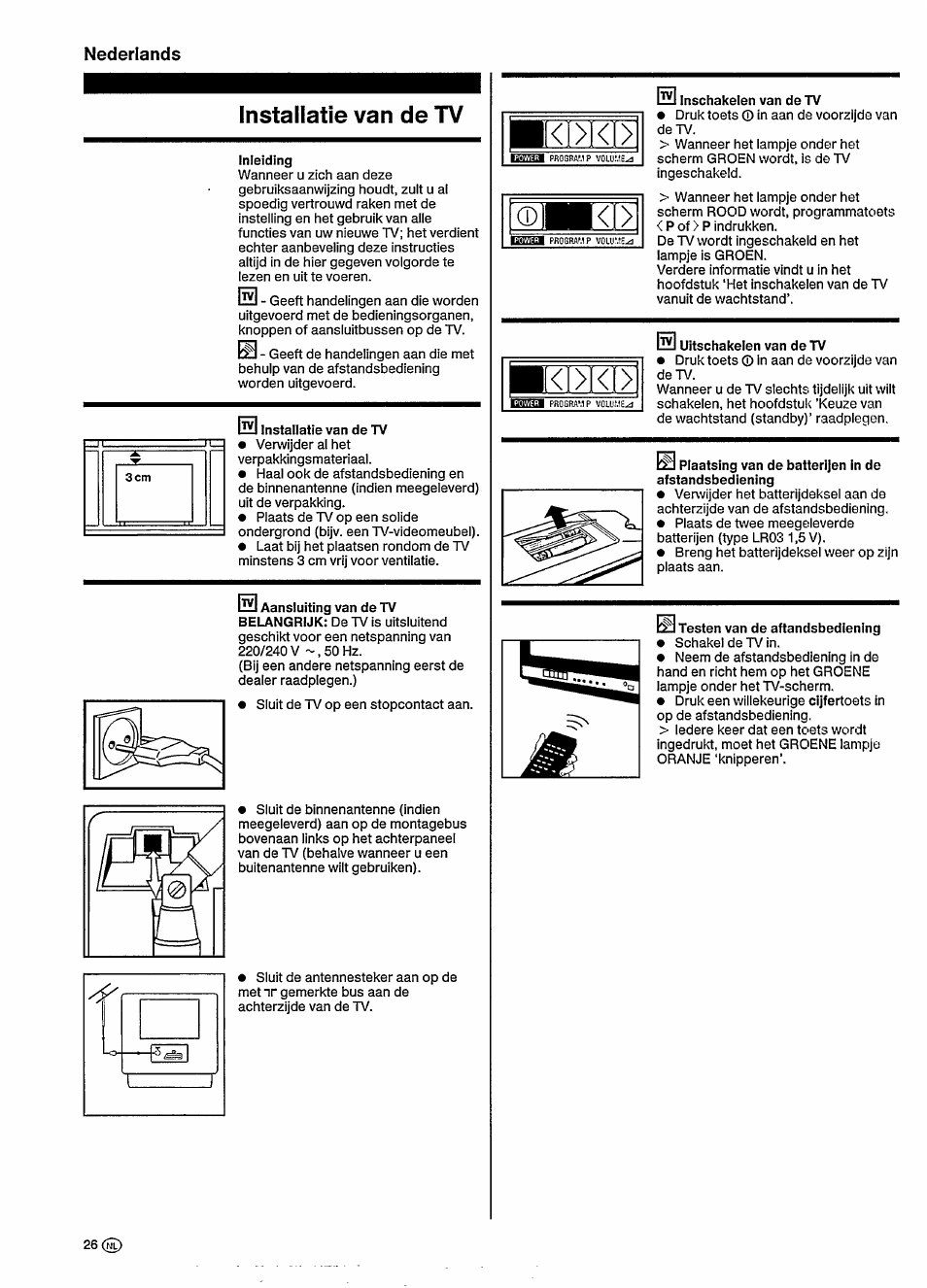 Installatie van de tv, Fcl<l>ki, T>t<t | 26(g) | Philips 15GR2330 User Manual | Page 6 / 14