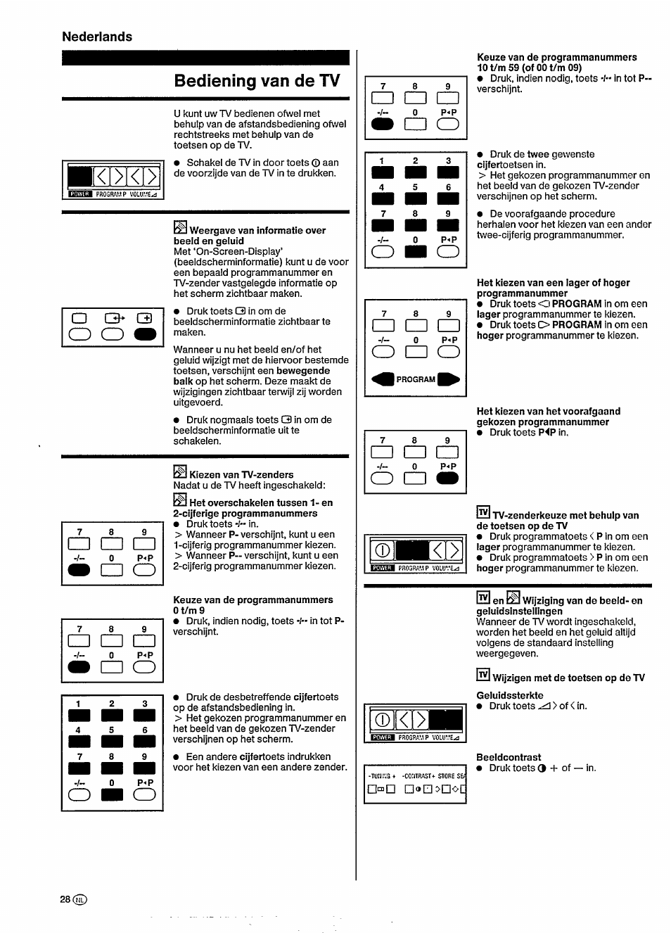 Bediening van de tv, I<i>ki, 28(g) | Philips 15GR2330 User Manual | Page 8 / 14