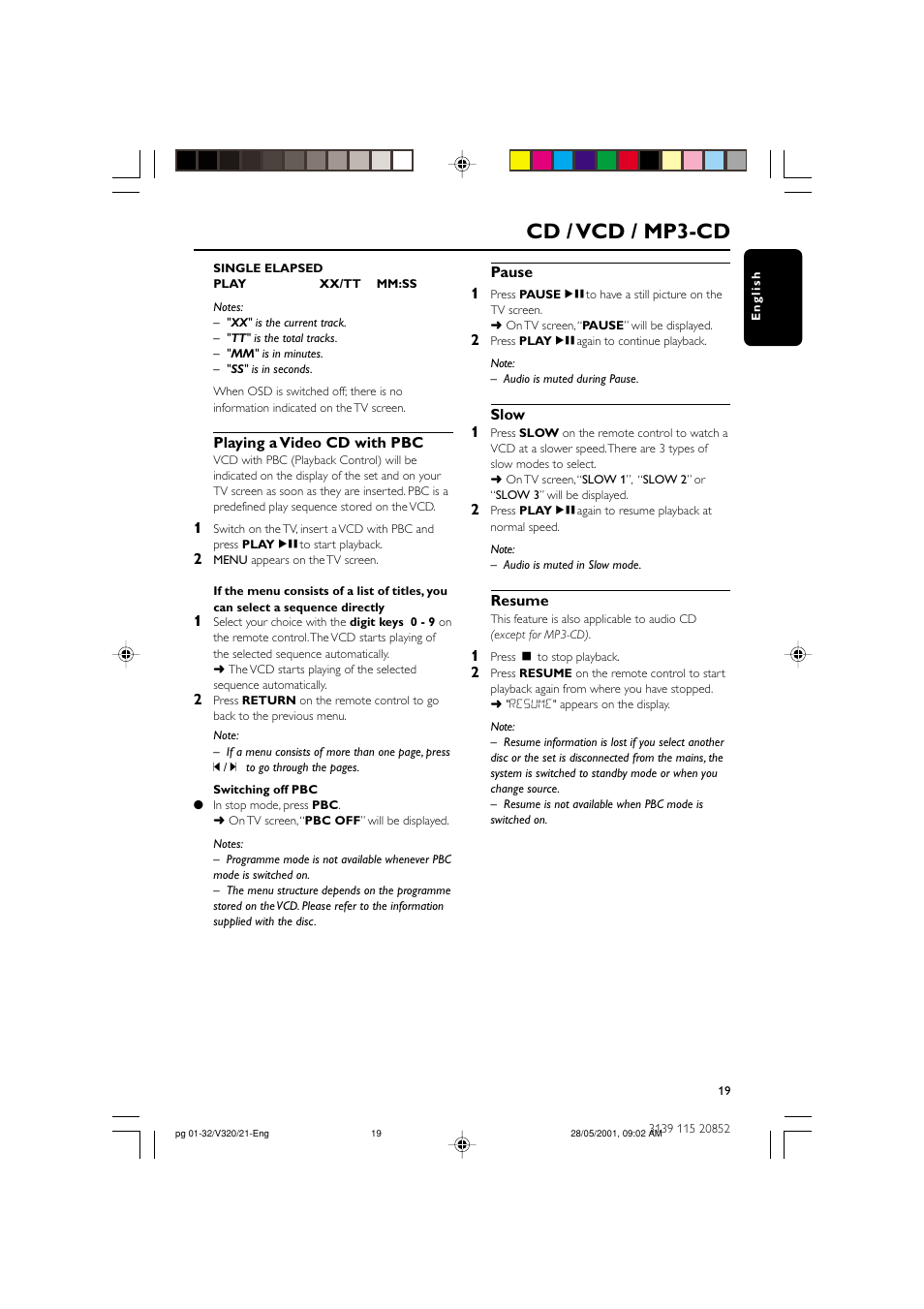 Cd / vcd / mp3-cd | Philips FW-V320/21 User Manual | Page 19 / 32