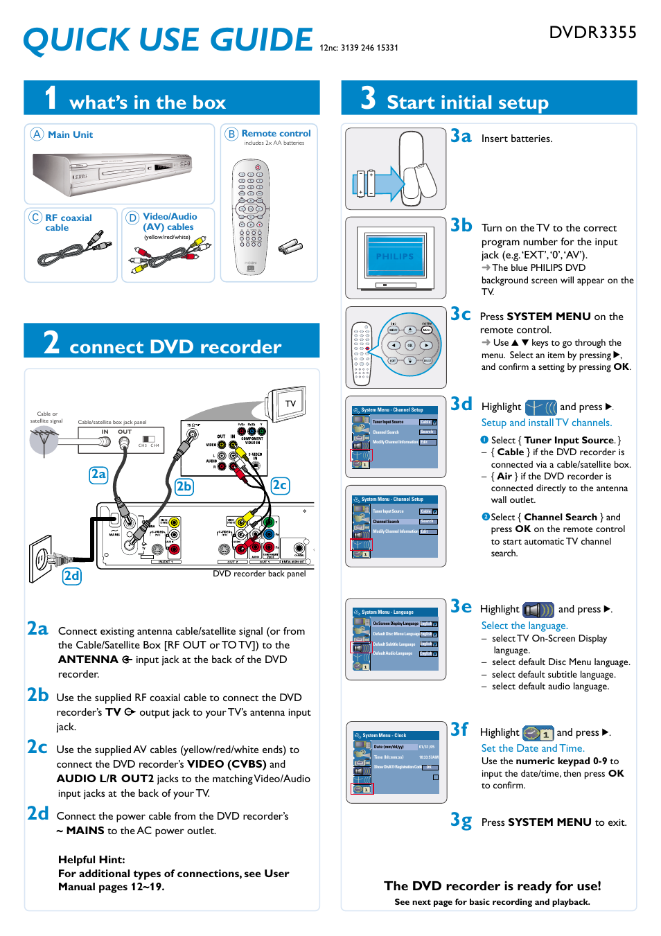 Philips DVDR3355/37 User Manual | 2 pages