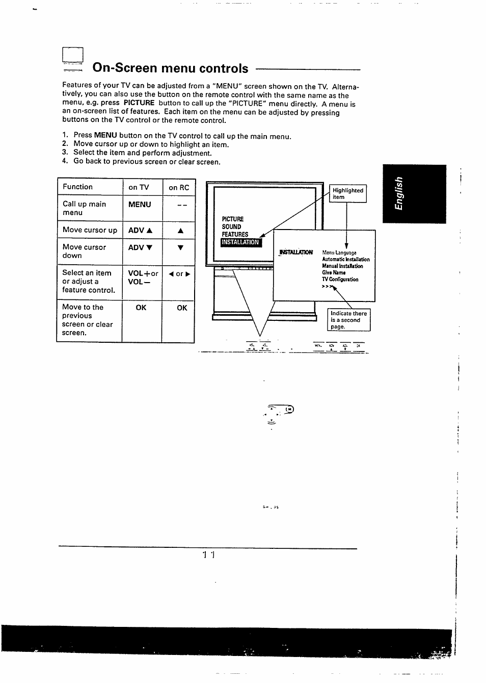 On-screen menu controls | Philips 48PP9103/05 User Manual | Page 23 / 100