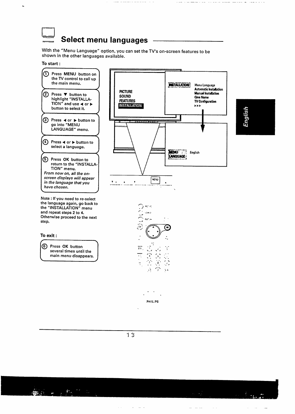 Select menu languages | Philips 48PP9103/05 User Manual | Page 27 / 100