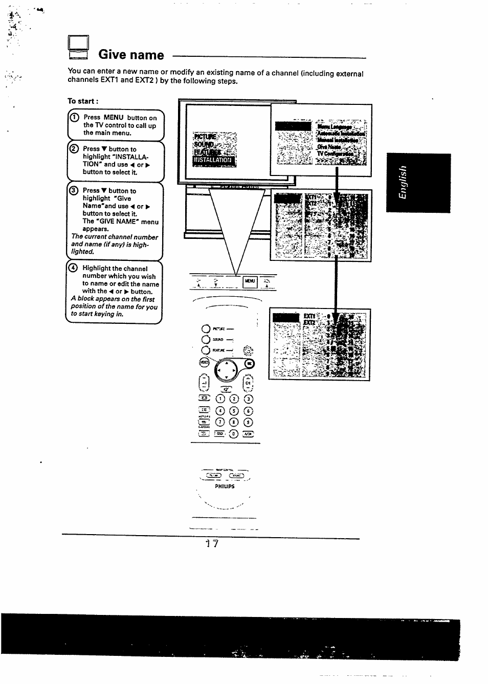 Give name, To start | Philips 48PP9103/05 User Manual | Page 35 / 100